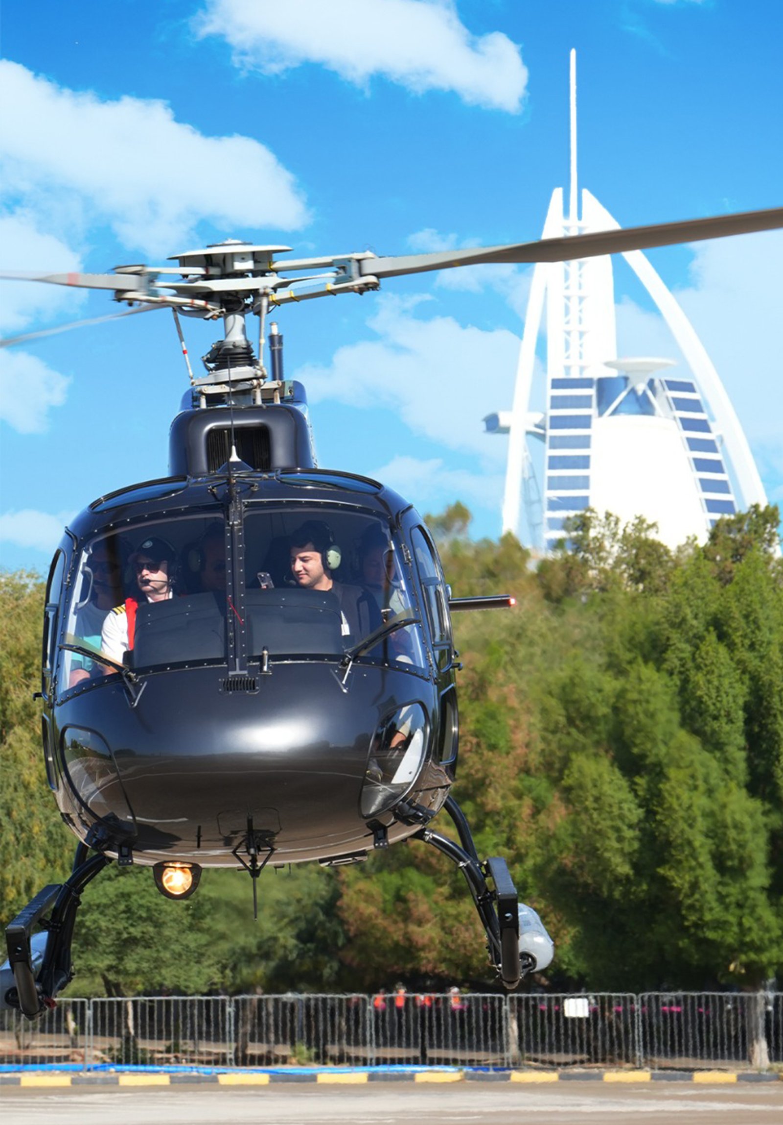 HeliDubai Black Helicopter near Burj Al Arab A1